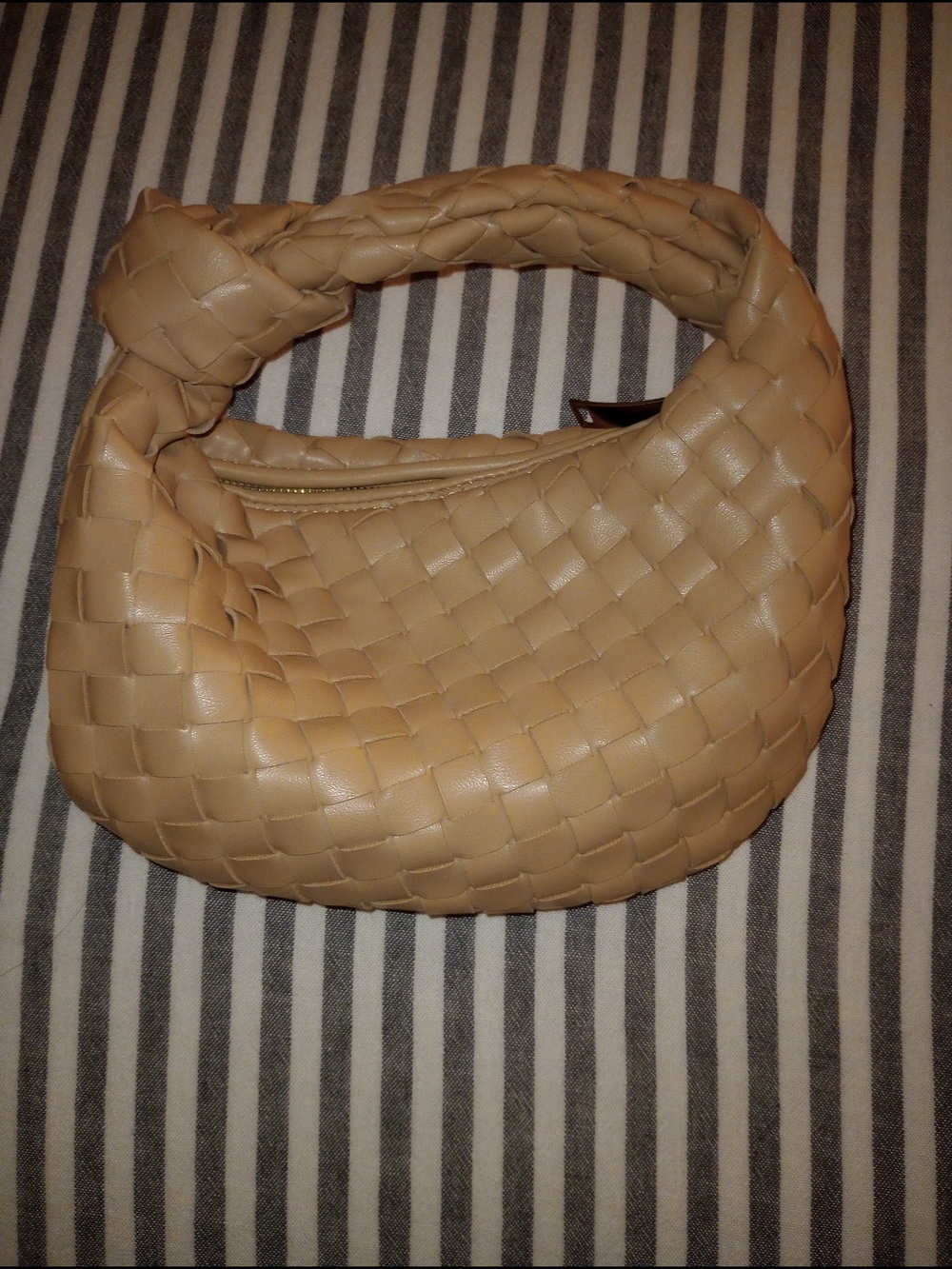 Woven Hobo Shoulder Bag in Beige